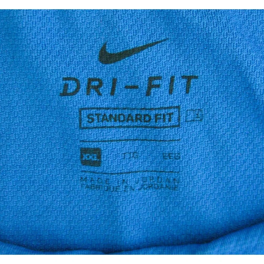 NIKE Men's (Size 2XL) Blue Short Sleeve Athletic Dri-Fit Logo T-Shirt Tennis Gym